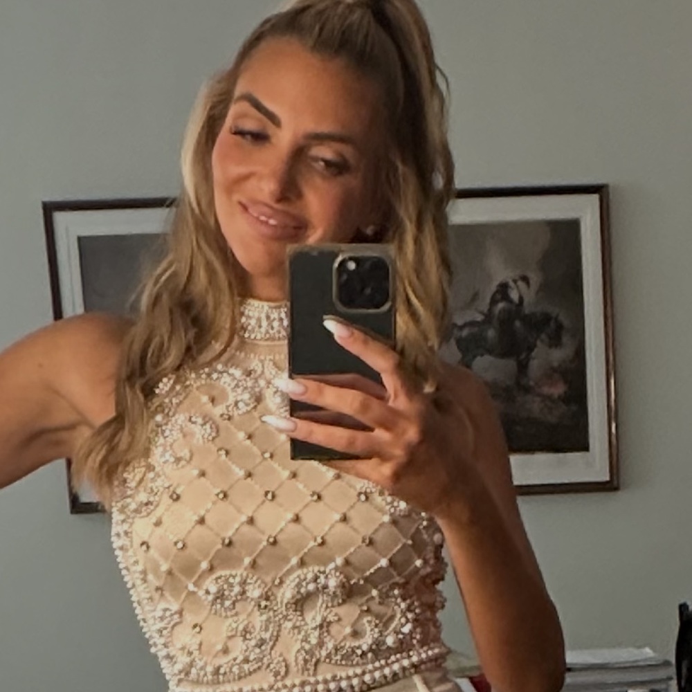 Balmain Pearl Crystal Embellished Halter Top Ivory Runway Size 34 - Picture 3 of 16